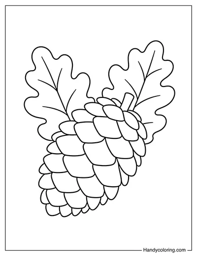 Pinecone with Oak Leaves