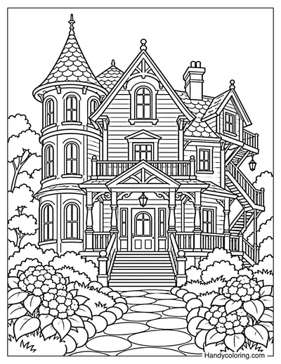 Pink Palace Surrounded by a Whimsical Garden