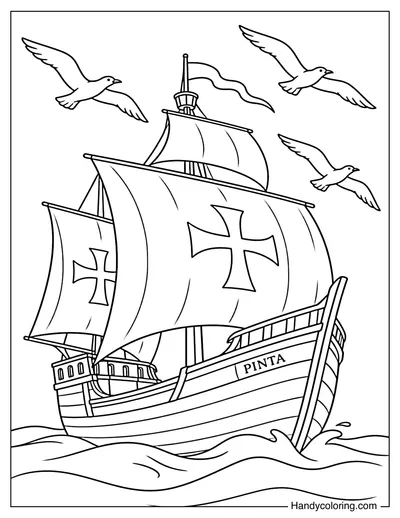 Pinta Sailing with Seagulls