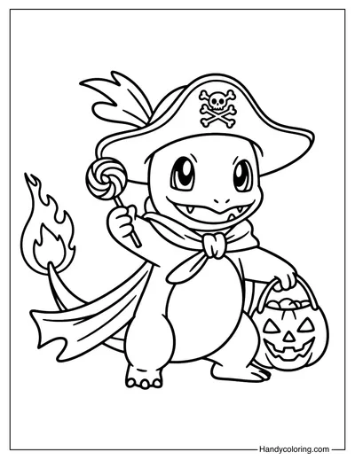 Pirate Charmander Halloween Coloring Page