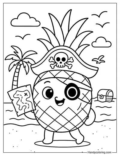 Pirate Pineapple Coloring Page