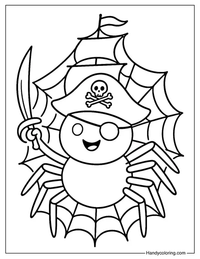 Pirate Spider Coloring Page