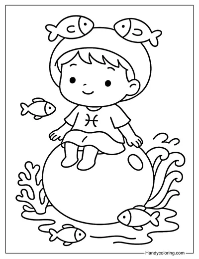 Pisces Ocean Dream Coloring Page