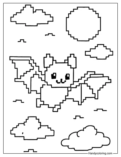 Pixel Bat Coloring Page