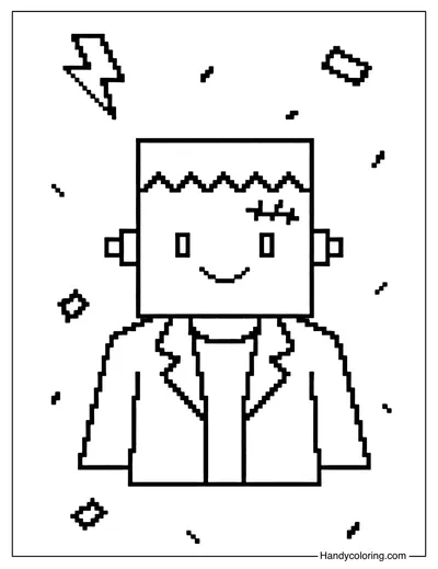 Pixel Frankenstein Coloring Page