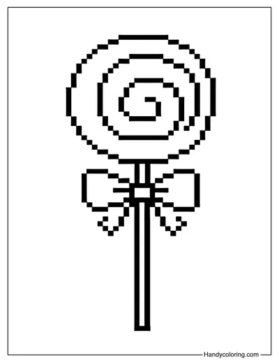 Pixel Lollipop Coloring Page
