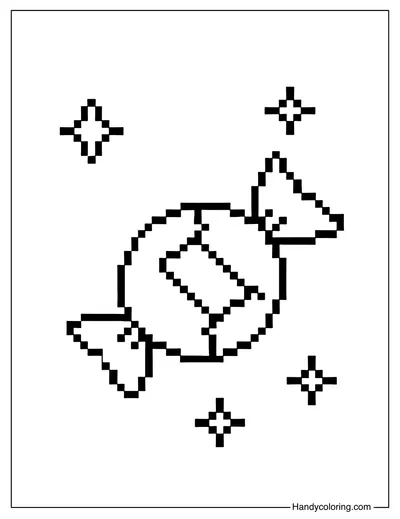 Pixel Wrapped Candy Coloring Page