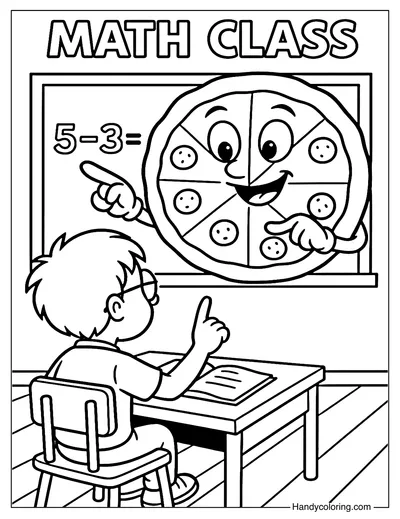Pizza Math Class Coloring Page