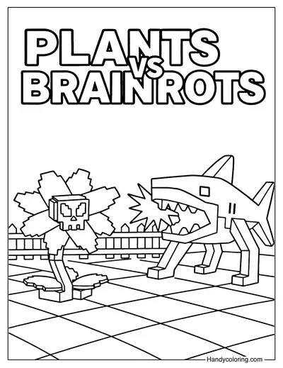 Plants vs Brainrots Coloring Page Printable