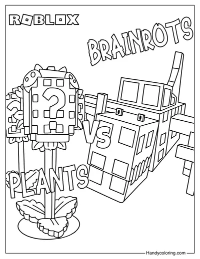 Plants vs Brainrots Coloring Sheet