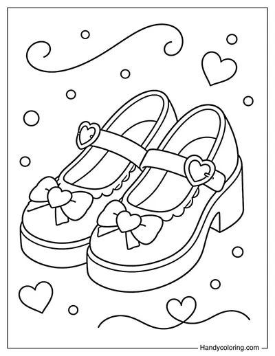 Platform Mary Jane Shoes with Heart Buckles