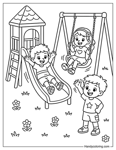 Playground Recess with Slide and Swing