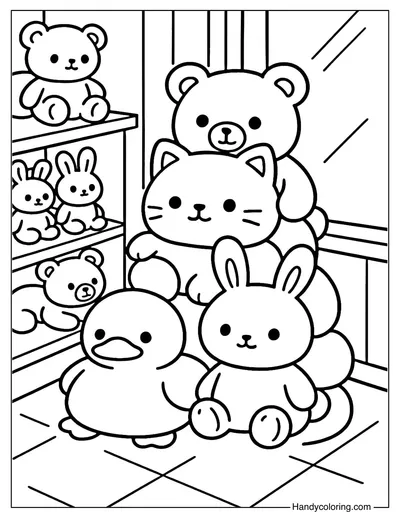 Plush Toy Corner Coloring Page
