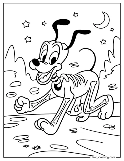 Pluto Costume Skeleton Coloring Page