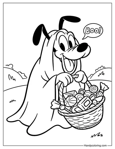 Pluto Ghost Coloring Page