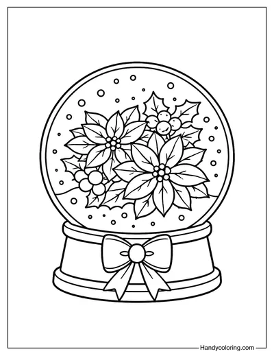 Poinsettia Snow Globe Coloring Page