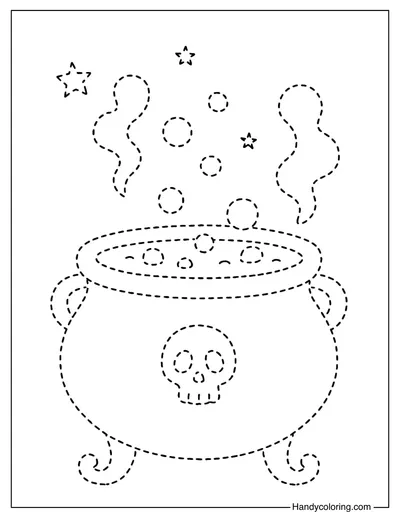 Poison Cauldron Tracing Coloring Page