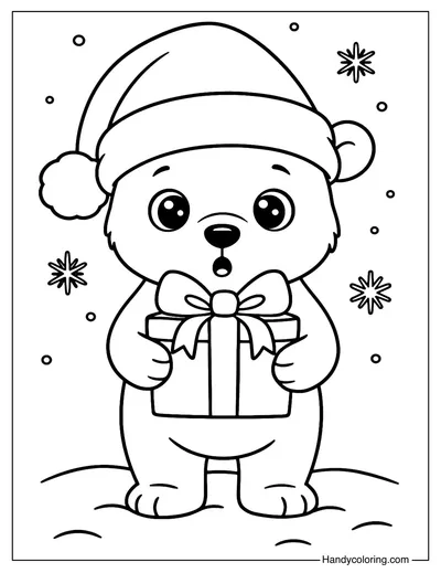 Polar Bear Christmas Coloring Page