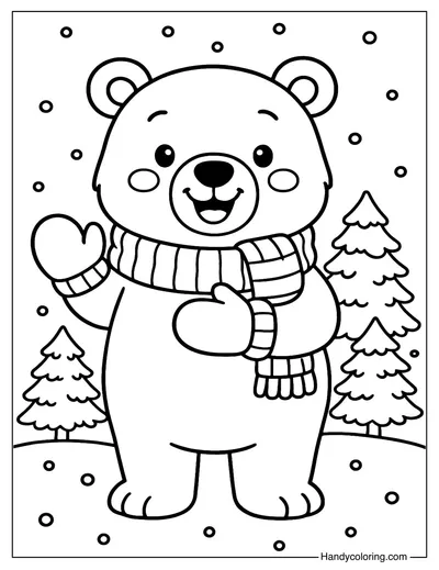 Polar Bear Coloring Page January