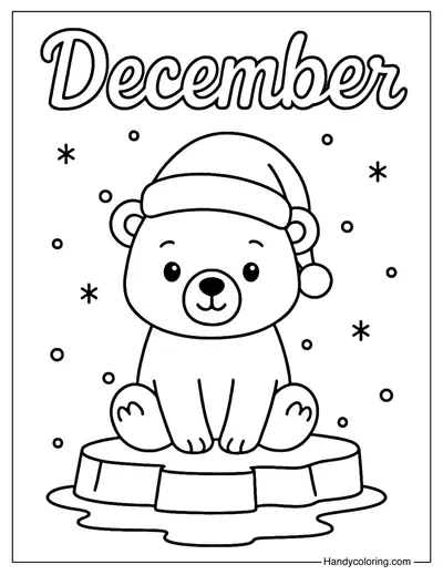 Polar Bear December Coloring Page