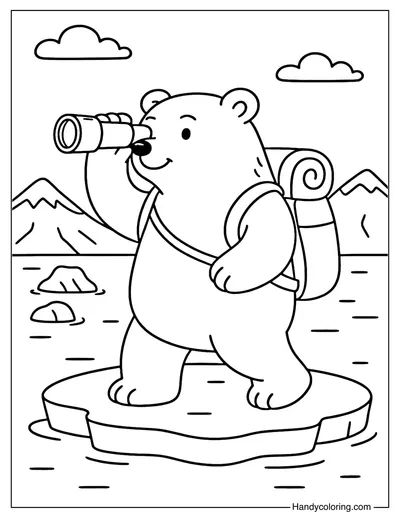 Polar Bear Explorer Coloring Page