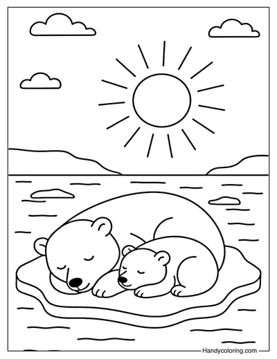Polar Bear Family Coloring Page