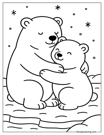 Polar Bear Hug Coloring Page