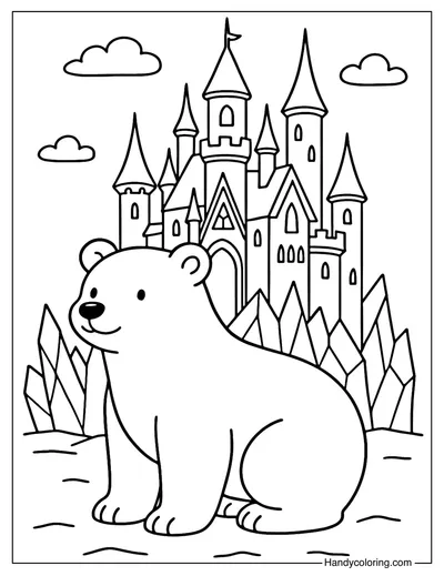 Polar Bear Ice Castle Coloring Page