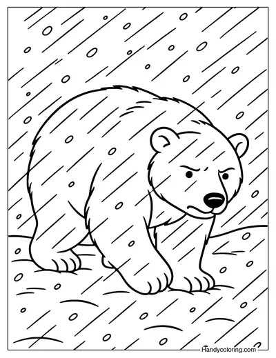 Polar Bear in Snowstorm Coloring Page