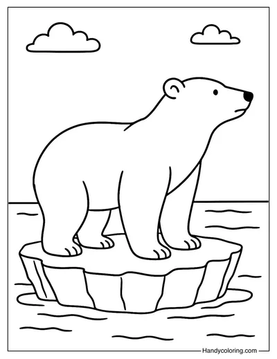 Polar Bear on Ice Floe Coloring Page
