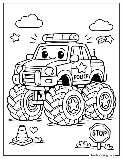 Police Car with Big Wheels