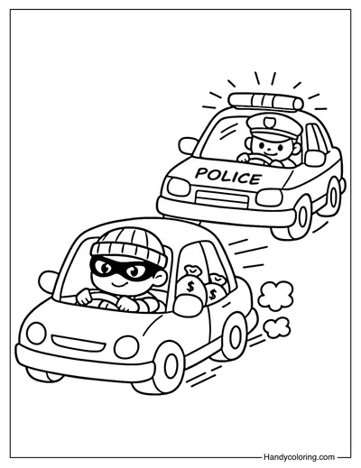 Police Chasing a Thief with Police Car
