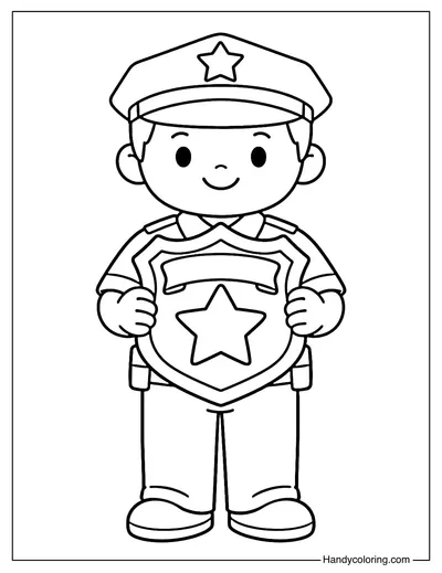 Police Officer Holding Badge