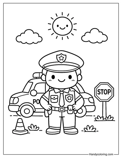 Police Officer Next to Car