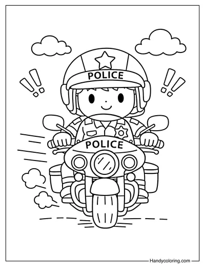 Police Officer Riding Motorcycle