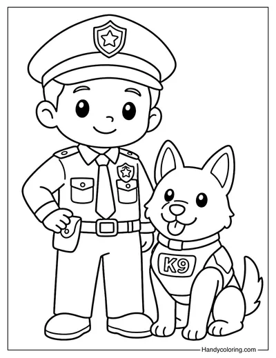 Police Officer with Police Dog K9