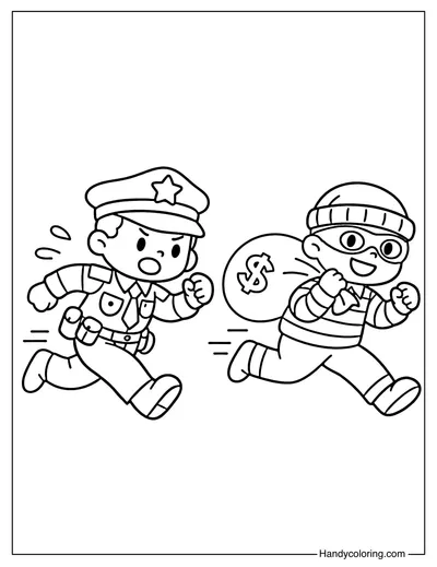 Police Running to Catch a Thief