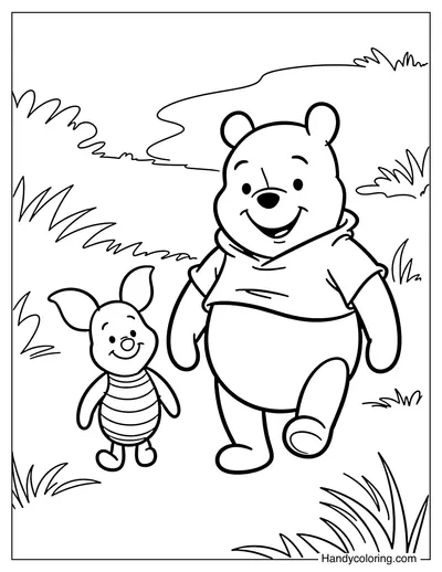 Pooh and Piglet Walking Together