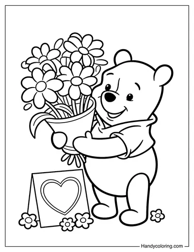 Pooh Giving Flowers for Mother's Day