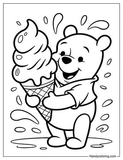 Pooh Holding an Ice Cream Cone
