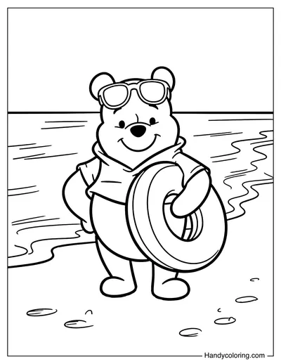 Pooh Wearing Sunglasses Holding a Float Ring