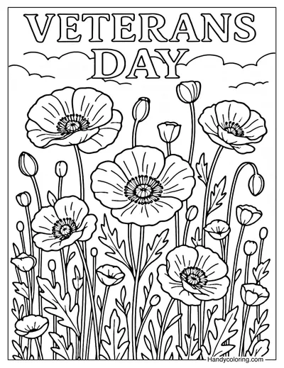 Poppy Flower Memorial Coloring Page