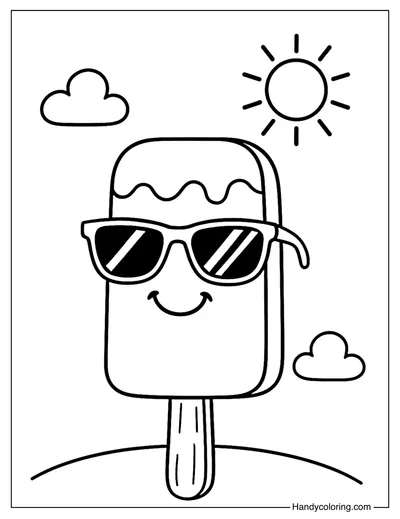 Popsicle and Sunshine Coloring Page