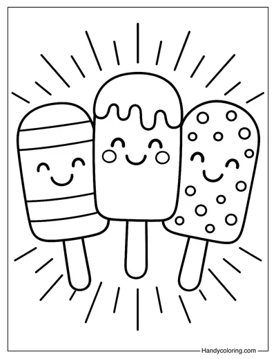 Popsicle Friends Coloring Page