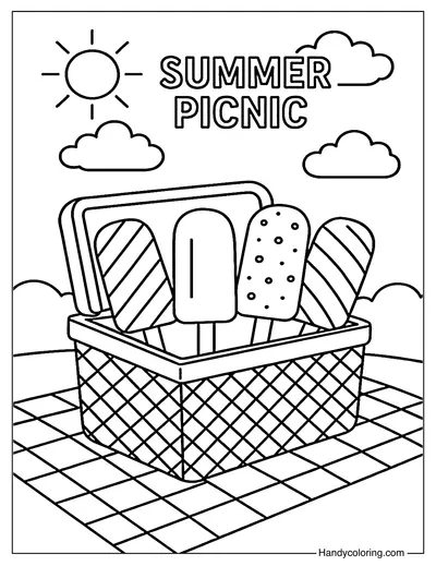 Popsicle Picnic Coloring Page