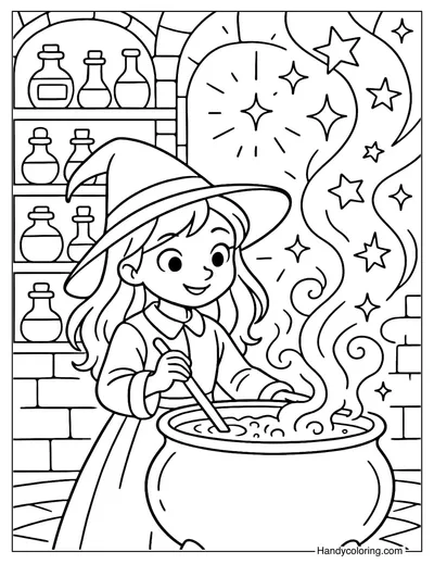 Potion Room Witch Coloring Page