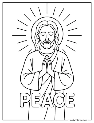 Prayer and Peace Jesus Coloring Page