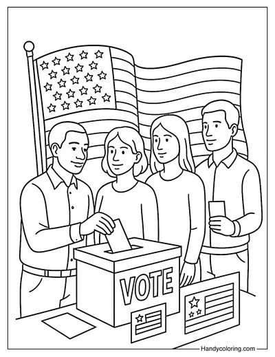 Presidential Election Voting Day Coloring Page