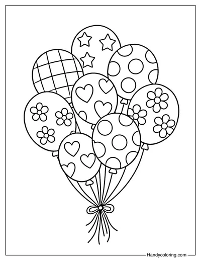 Pretty Balloons Coloring Page