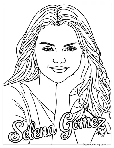Pretty Selena Gomez Coloring Page